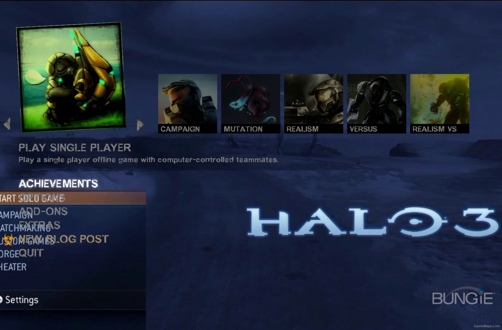 Death menu. Halo 3 меню. Halo 3 главное меню. Solo game. Game main menu.